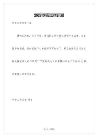 2024学会工作计划