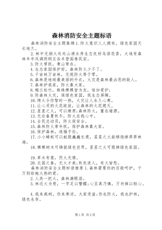 森林消防安全主题标语