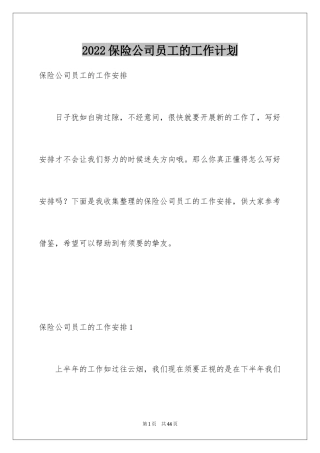2024保险公司员工的工作计划_1