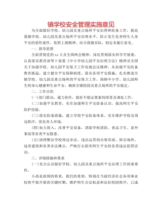 镇学校安全管理实施意见 
