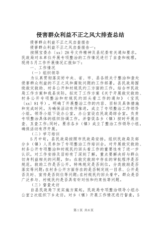 侵害群众利益不正之风大排查总结 