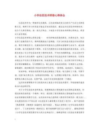 小学信息技术研修心得体会 
