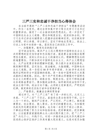 三严三实和忠诚干净担当体会心得