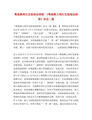 粤港澳湾区发展规划纲要 《粤港澳大湾区发展规划纲要》体会二篇 