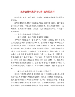 政府会计制度学习心得 建账的技巧 