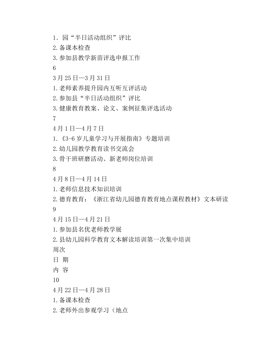 幼儿园2020年上半年教师研修工作参考计划 _第3页