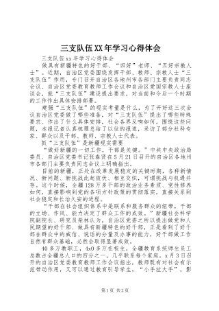 三支队伍XX年学习体会心得