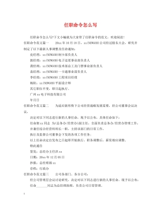 任职命令怎么写