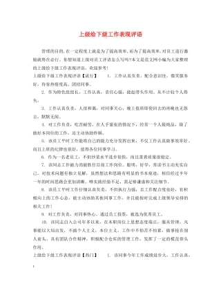 上级给下级工作表现评语