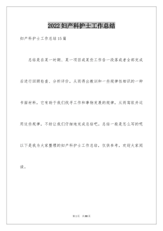 2024妇产科护士工作总结_1