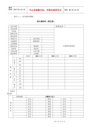 房地产项目调研表（商住类）-模板