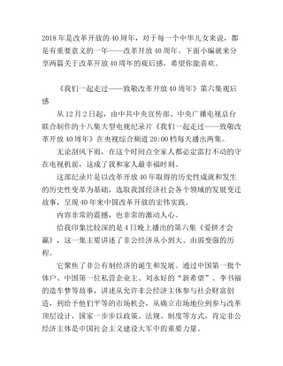 《我们一起走过——致敬改革开放40周年》心得体会观后感两篇