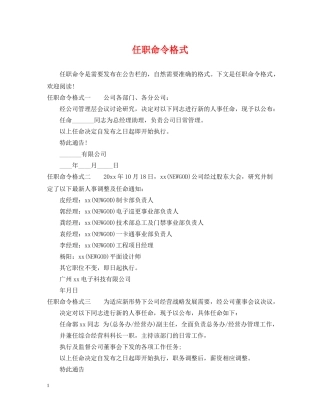 任职命令格式