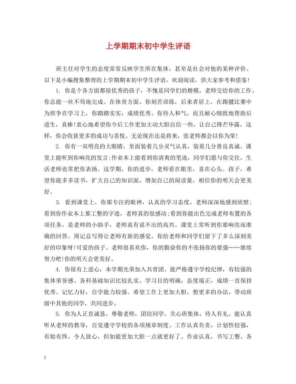 上学期期末初生评语_第1页