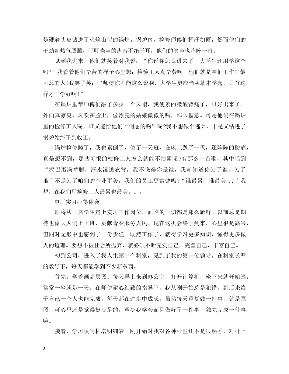有关电厂实习心得体会 _第3页