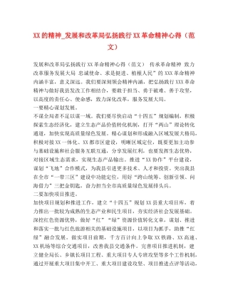 XX的精神_发展和改革局弘扬践行XX革命精神心得（范文） 