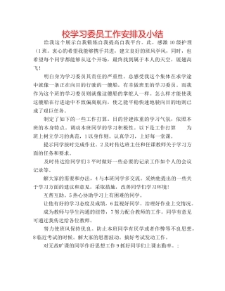 校学习委员工作安排及小结 