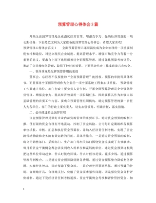 预算管理心得体会3篇 