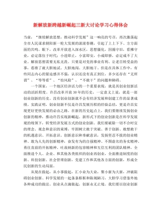 新解放新跨越新崛起三新大讨论学习心得体会 
