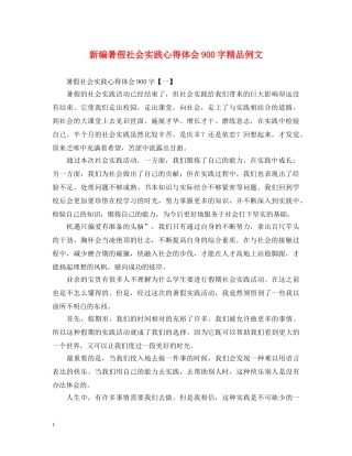 新编暑假社会实践心得体会900字精品例文 
