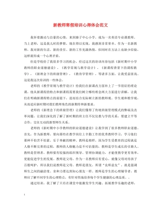 新教师寒假培训心得体会范文 