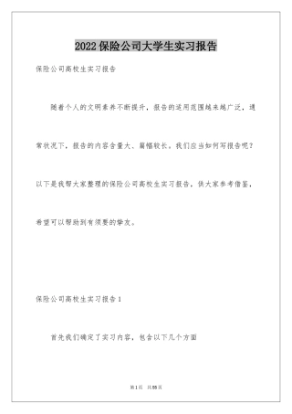 2024保险公司大学生实习报告_1