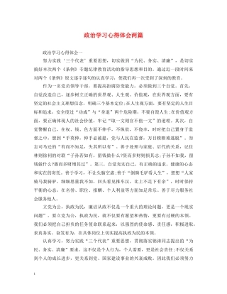 政治学习心得体会两篇 