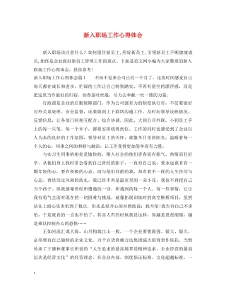 新入职场工作心得体会 