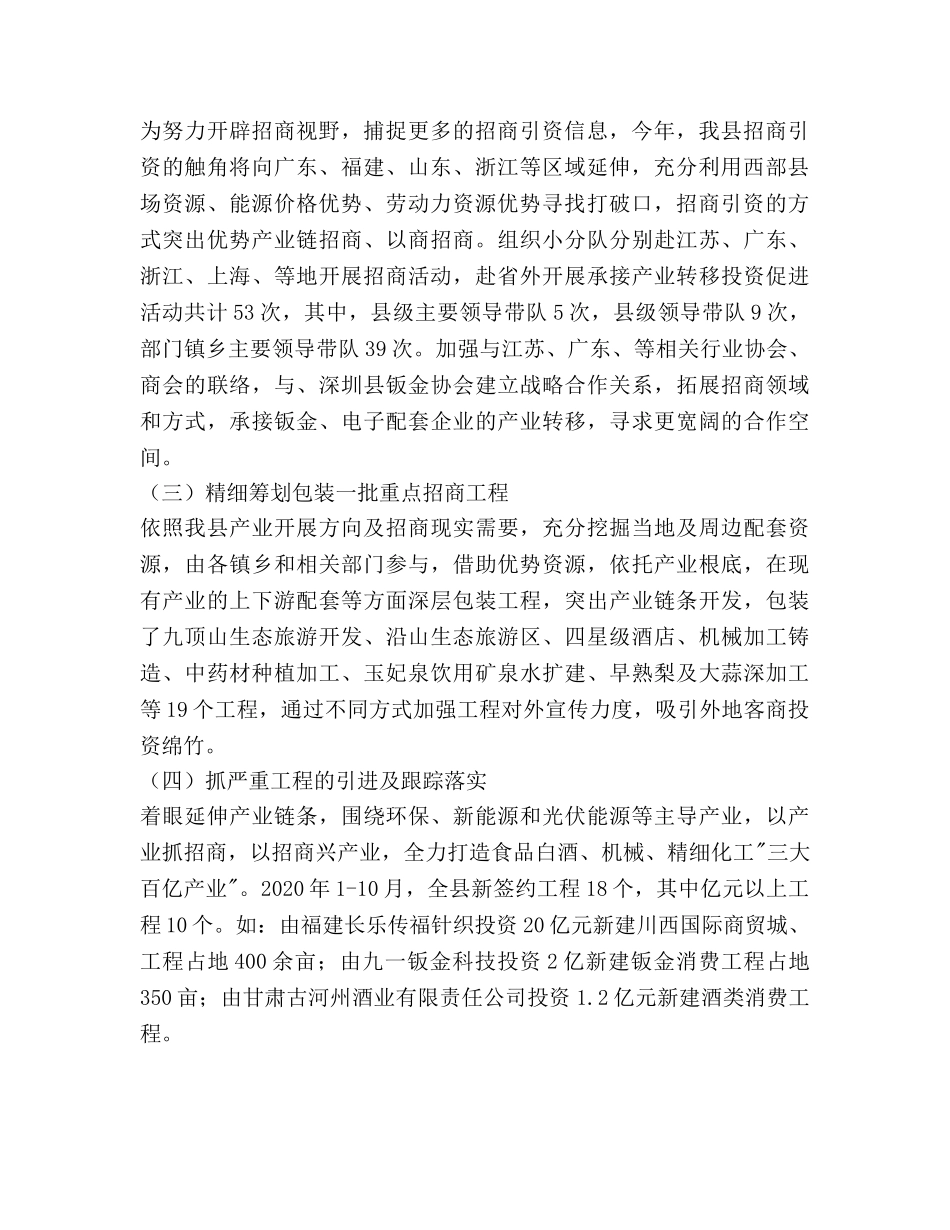 招商工作总结及2020年工作参考计划范文 _第2页