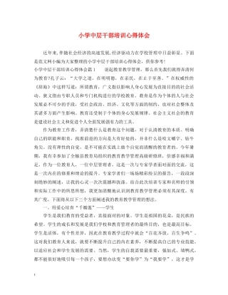 小学中层干部培训心得体会 