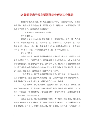 XX镇领导班子及主要领导综合研判工作报告 