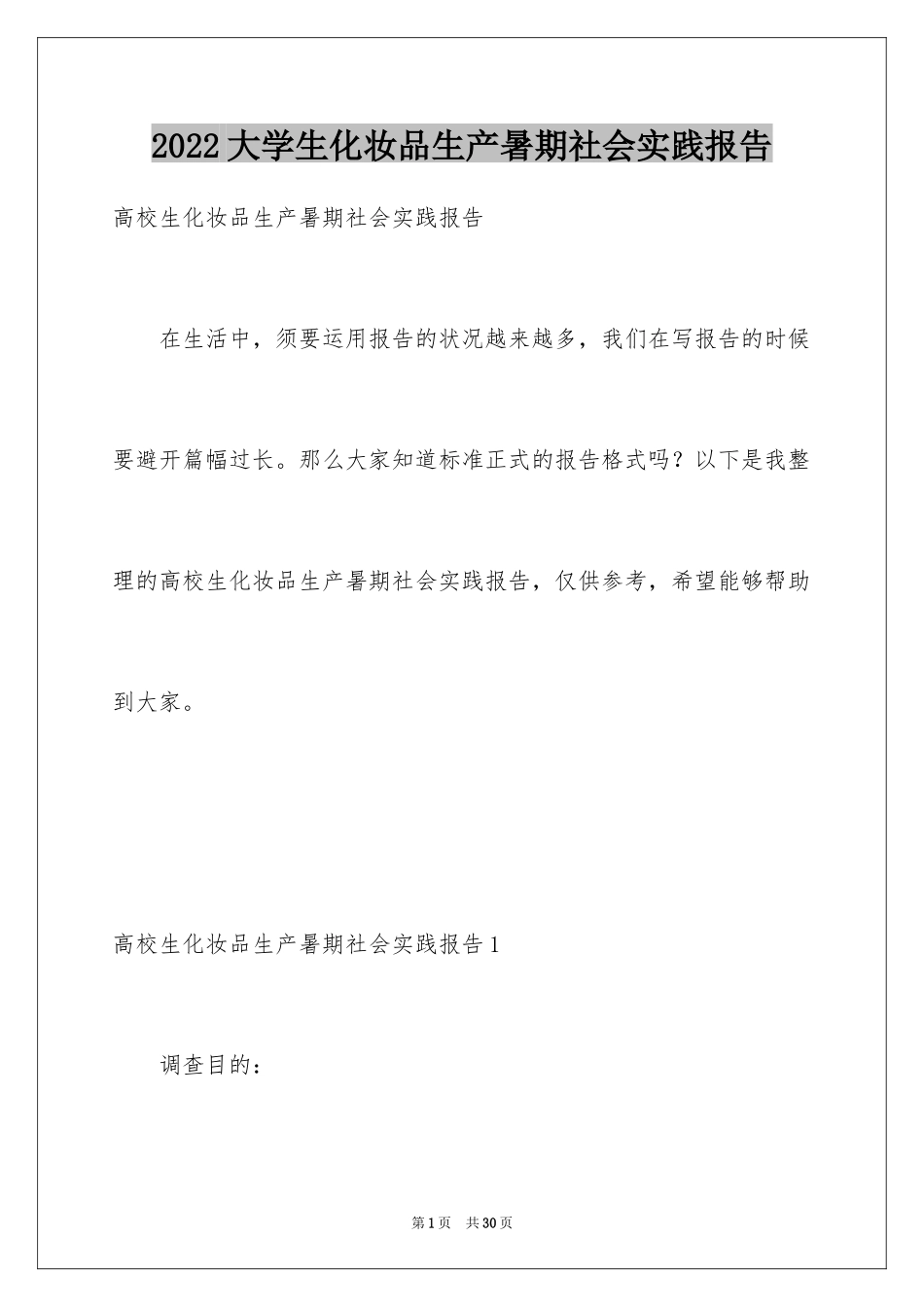 2024大学生化妆品生产暑期社会实践报告_第1页