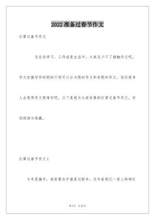 2024准备过春节作文