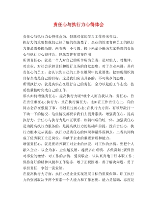责任心与执行力心得体会 
