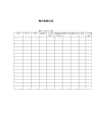 生产记录表格噪声检测记录