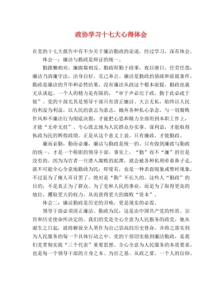 政协学习十七大心得体会 