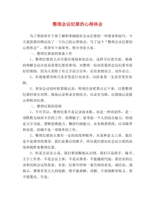 整理会议纪要的心得体会 