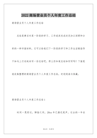 2024商场营业员个人年度工作总结