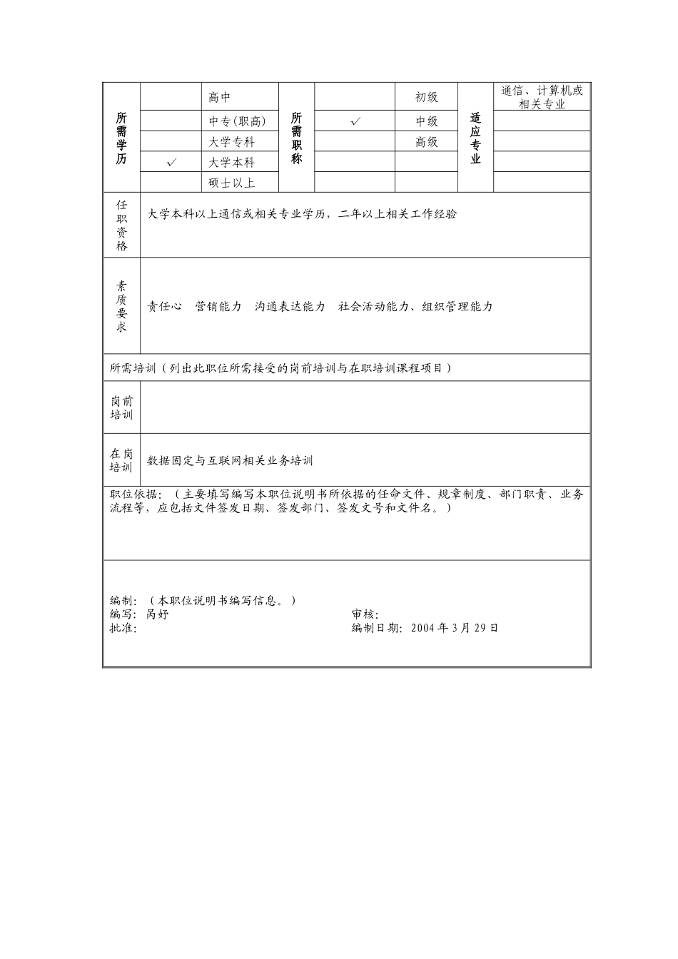 数据业务管理岗位说明书_第2页
