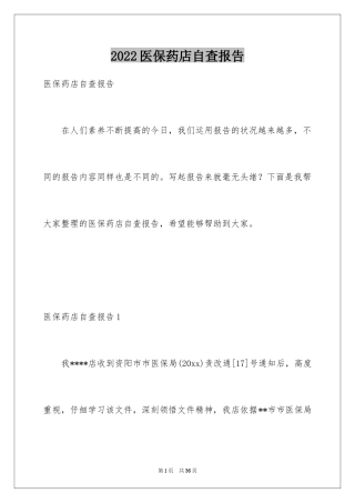 2024医保药店自查报告