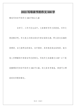 2024写母亲节的作文500字_2