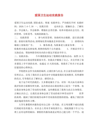 爱国卫生运动实践报告 