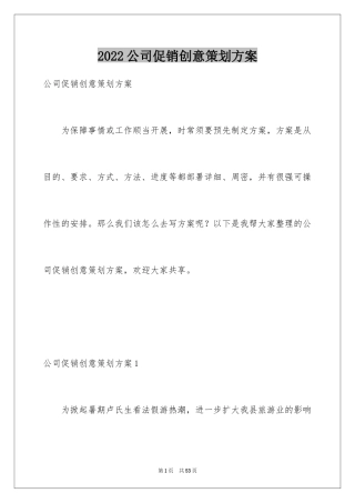 2024公司促销创意策划方案