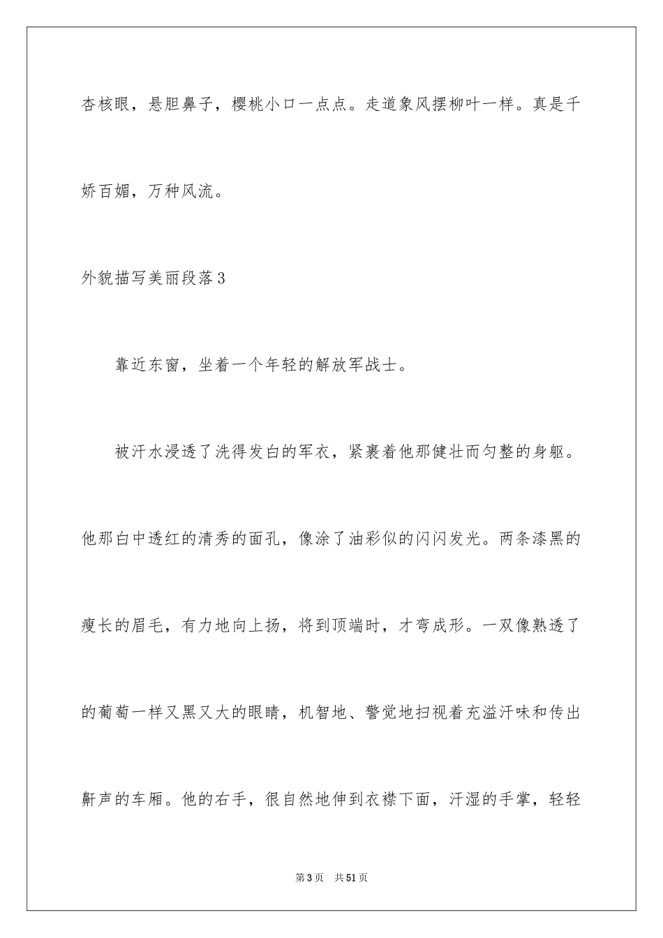 2024外貌描写优美段落_第3页