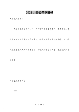 2024大病低保申请书_2