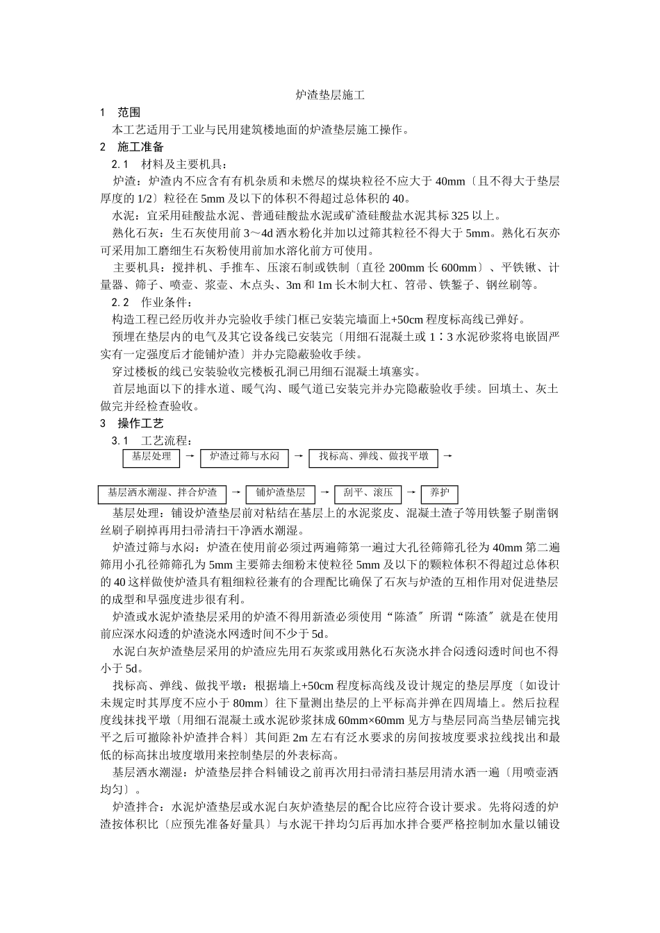 炉渣垫层施工工艺_第1页
