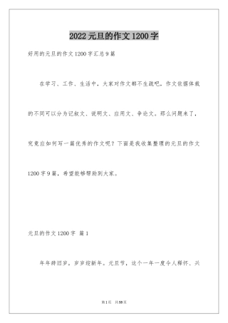 2024元旦的作文1200字_2