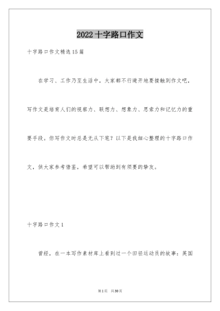 2024十字路口作文