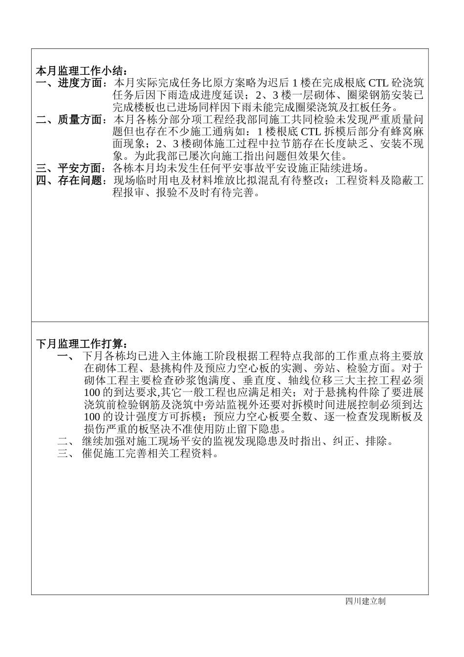 资阳市106省道高岩村五、六社拆迁安置房工程建设监理工作月报_第3页