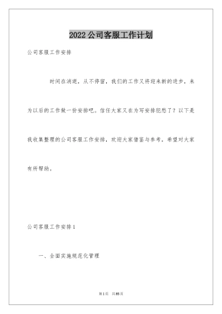 2024公司客服工作计划